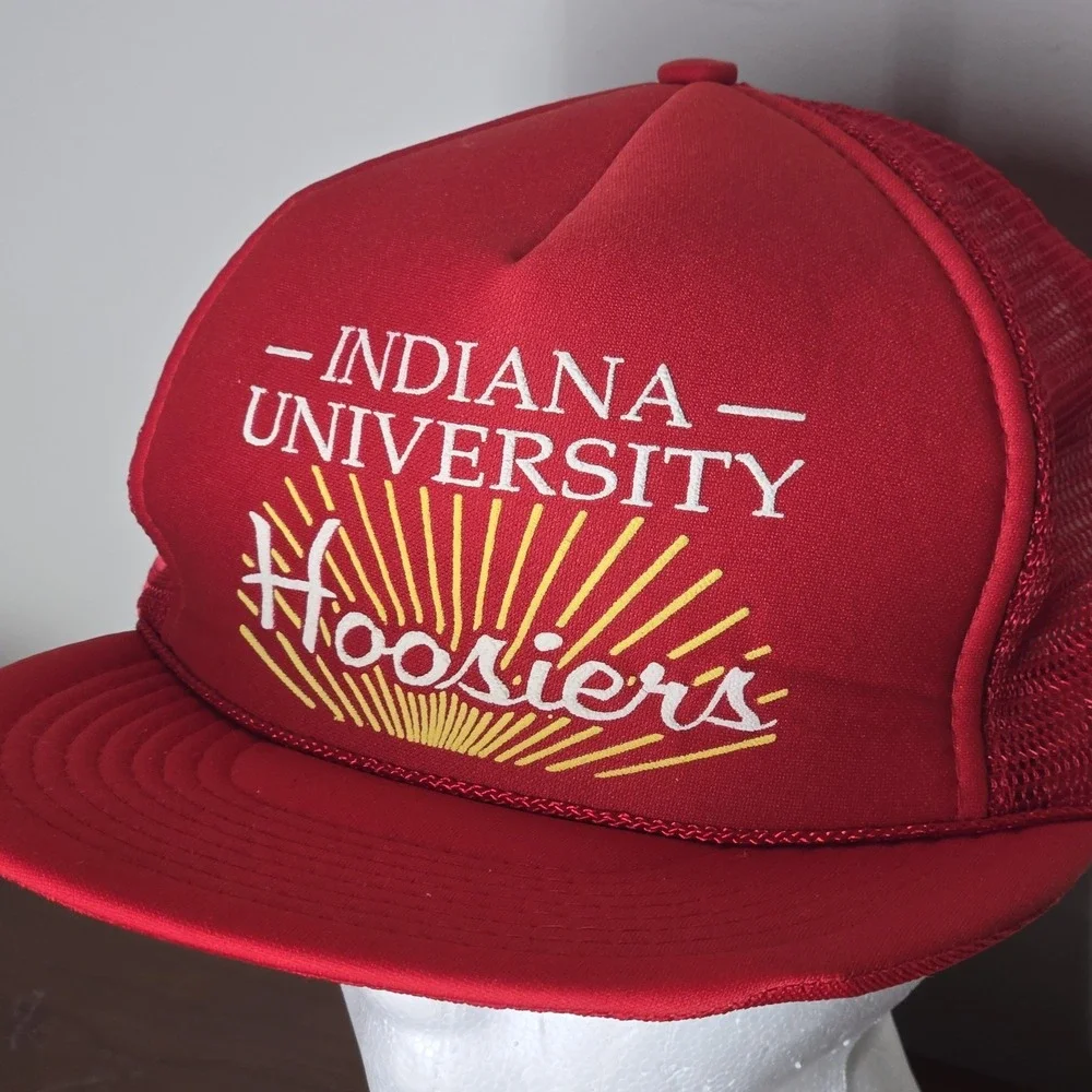 Vintage 80s Indiana Hoosiers Snapback Hat Cap IU University USA Trucker Mesh